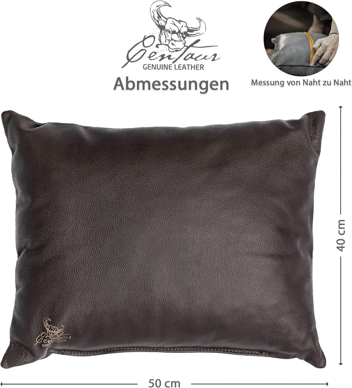 Centaur - Deko Lederkissen 50 x 40 cm für Sofa oder Schlafzimmer Chocolate - Echt Leder Kissen Echtl