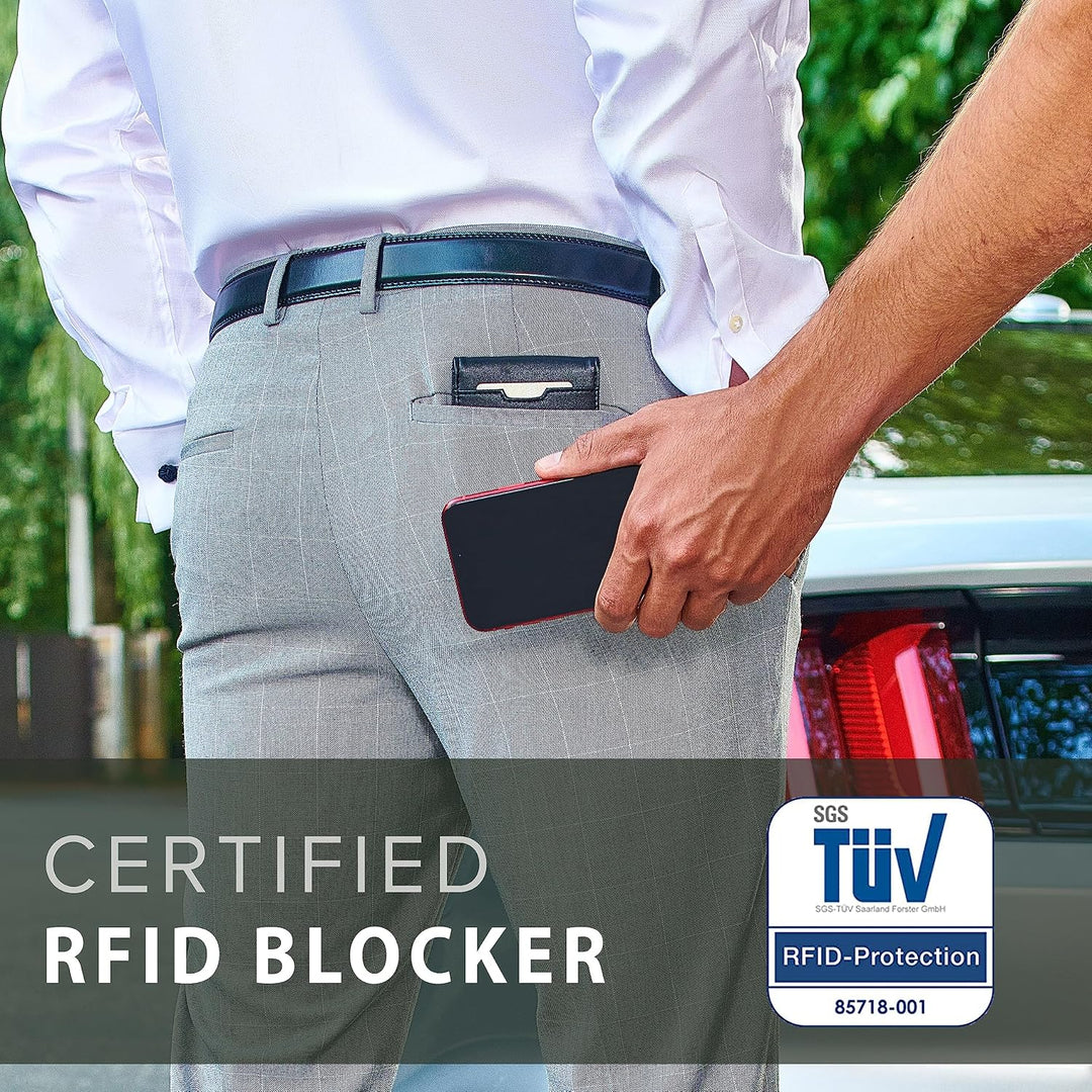 TRAVANDO Atlanta Herren-börse mit klammer, schmal, RFID-Blockierung, Kreditkartenhalter, Mini-Bifold