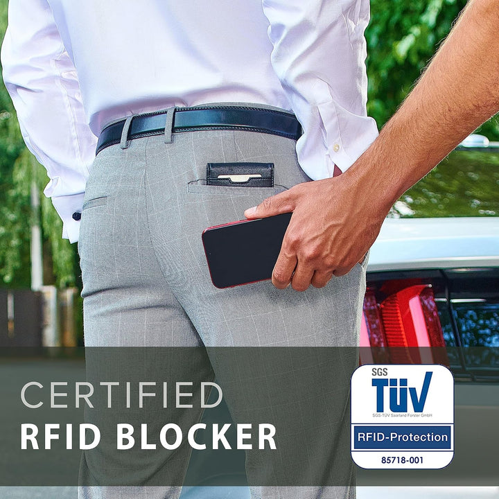 TRAVANDO Atlanta Herren-börse mit klammer, schmal, RFID-Blockierung, Kreditkartenhalter, Mini-Bifold