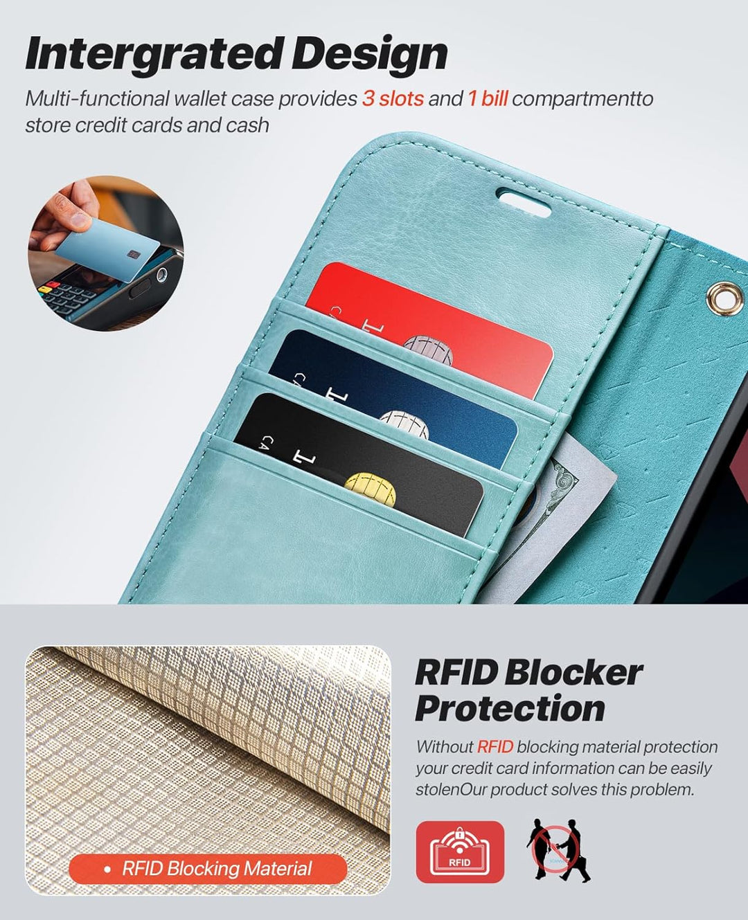 OCASE iPhone 15 Plus Hülle(2in1) Leder Stossfestes Case [Abnehmbare magnetische Hülle] [Kabelloses L