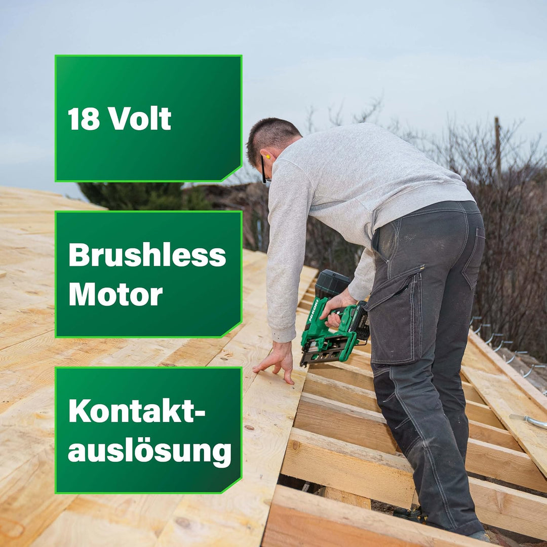 HiKOKI Akku-Streifennagler 21° - 18 V, 50-90 mm Nägel - Kompakt, leicht, leistungsstark, LED-Licht,
