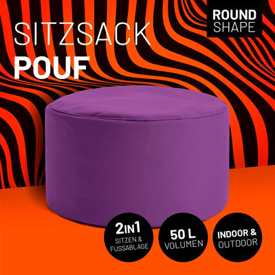 Lumaland Sitzsack Pouf (50 L) | Kompakter Sitzsack mit 3-in-1-Funktion: bequemer Hocker, praktisches