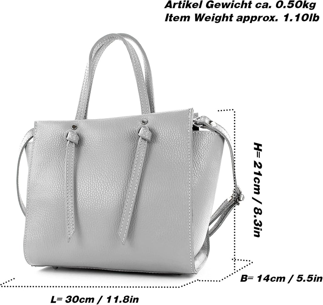 modamoda de - T219 - ital. Damen Henkeltasche Klein aus Leder Altrosa, Altrosa