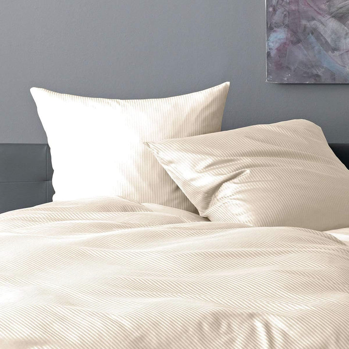 Lorena Mako-Satin Bettwäsche Venedig Natur 1 Bettbezug 200 x 200 cm + 2 Kissenbezüge 80 x 80 cm, Nat
