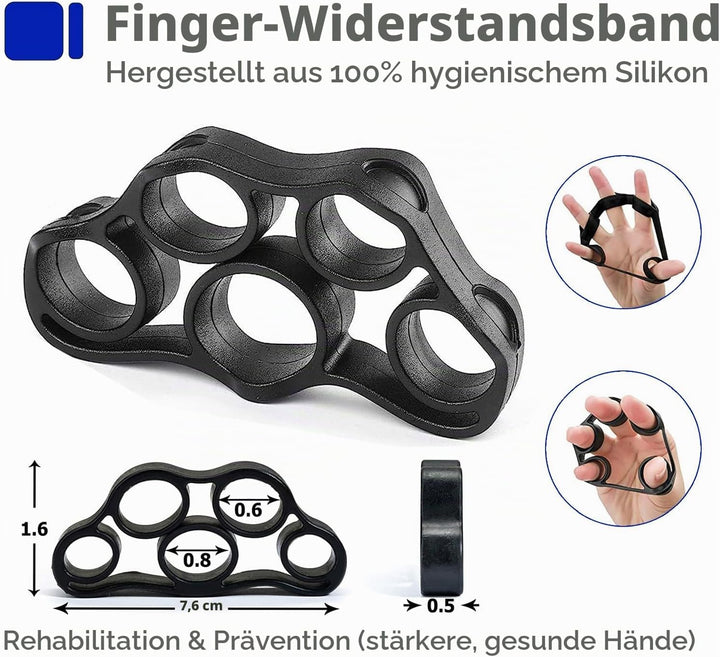 Handtrainer Fingertrainer, Griffkraft Trainer Training Set - 6er-Pack, Verstellbarer Grip Trainer, F