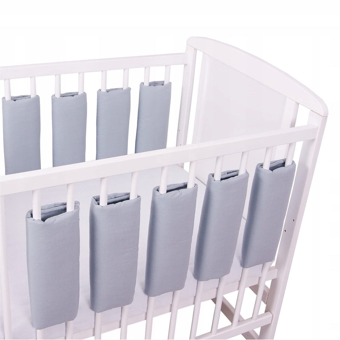 Universeller Babybett Gitterschutz mit Klettverschluss aus 100% Baumwolle 38x30cm (Grau, 9) Grau 9,