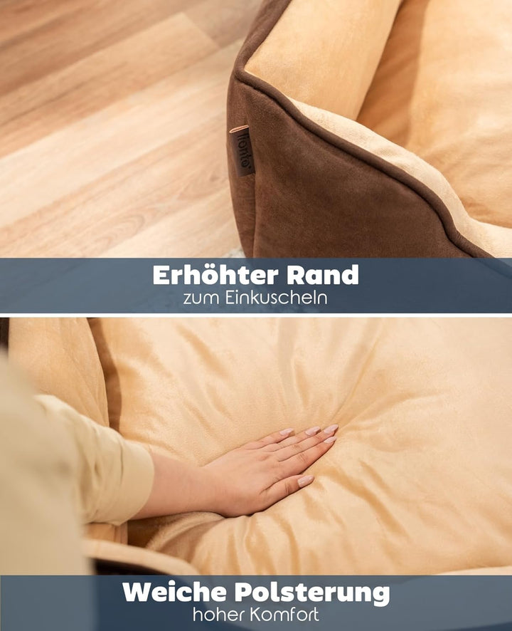 lionto 2-in-1 Hundebett Hundekissen Hundekörbchen Hundesofa, (M) 80x60 cm braun/beige L 80 x B 60 x