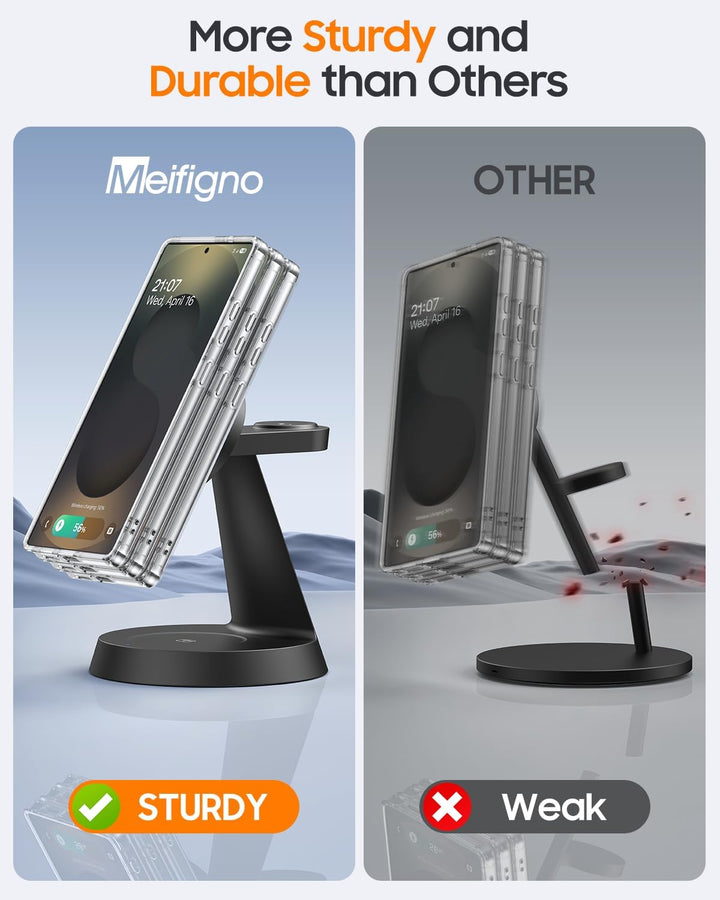 Meifigno Magnetisch Induktive Ladestation für Samsung, 3 in 1 Wireless Mag-Safe Charger für Samsung