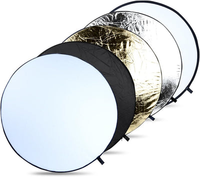 HAKUTATZ® Profi Fotostudio Set 4X Hintergrund Lampenstativ 5-in-1 Reflektor Fotografie Softbox mit S