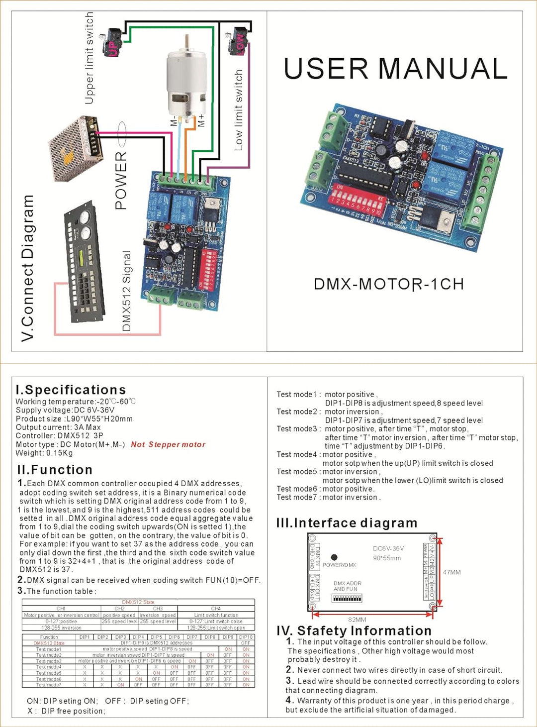 DMX Motor Controller DMX512 Signal Controller DC Motor Controller DC6V-36V