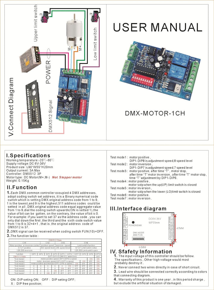 DMX Motor Controller DMX512 Signal Controller DC Motor Controller DC6V-36V