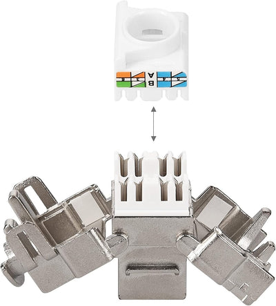 kwmobile 48x Keystone Modul für CAT 6A Kabel - 10 Gbit/s geschirmt Metall Gehäuse Schnappverschluss