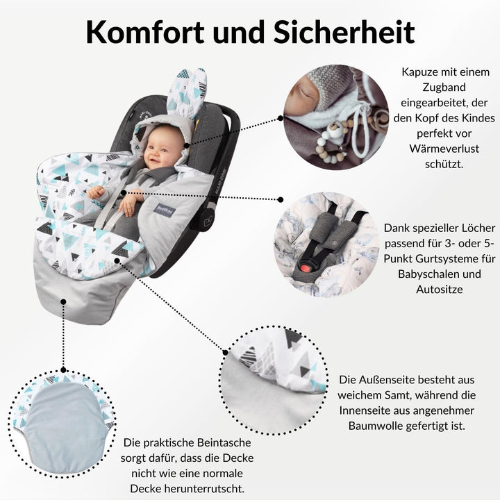 Bellochi Universal Baby Einschlagdecke für Babyschale und Autositz Kinderwagendecke Fusssäck aus Bau