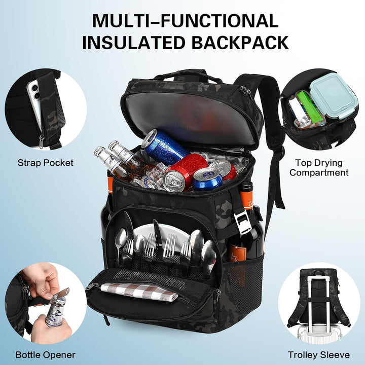 Kühlrucksack 25L Taktischer Kühltasche Rucksack Isolierte Auslaufsicher Kühl Thermo Rucksack mit Fla