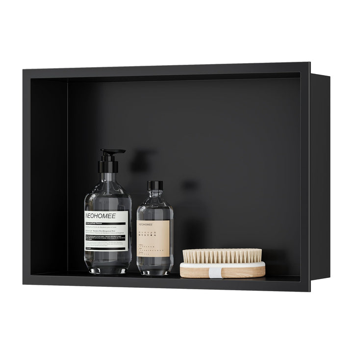 Neodrain Wandnische Edelstahl Duschnische Einzelregal Lagerung für Badezimmer 45 x 30 cm, Schwarz Sc