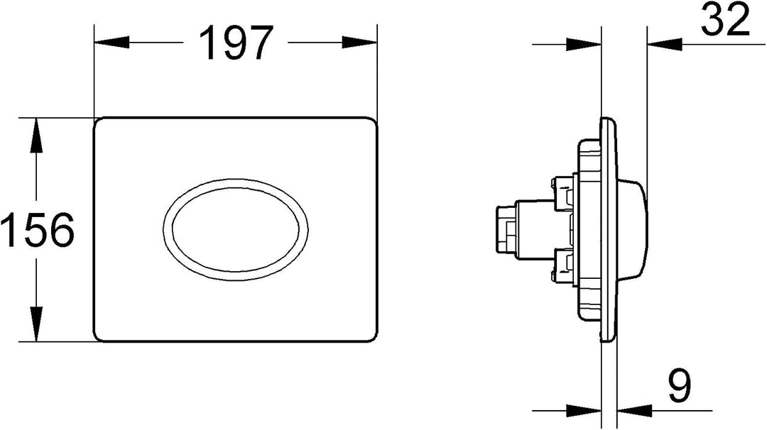 GROHE Skate Air - Abdeckplatte (197 x 156 mm, waagerechte Montage, 1-Mengen-Betätigung), chrom, 3856