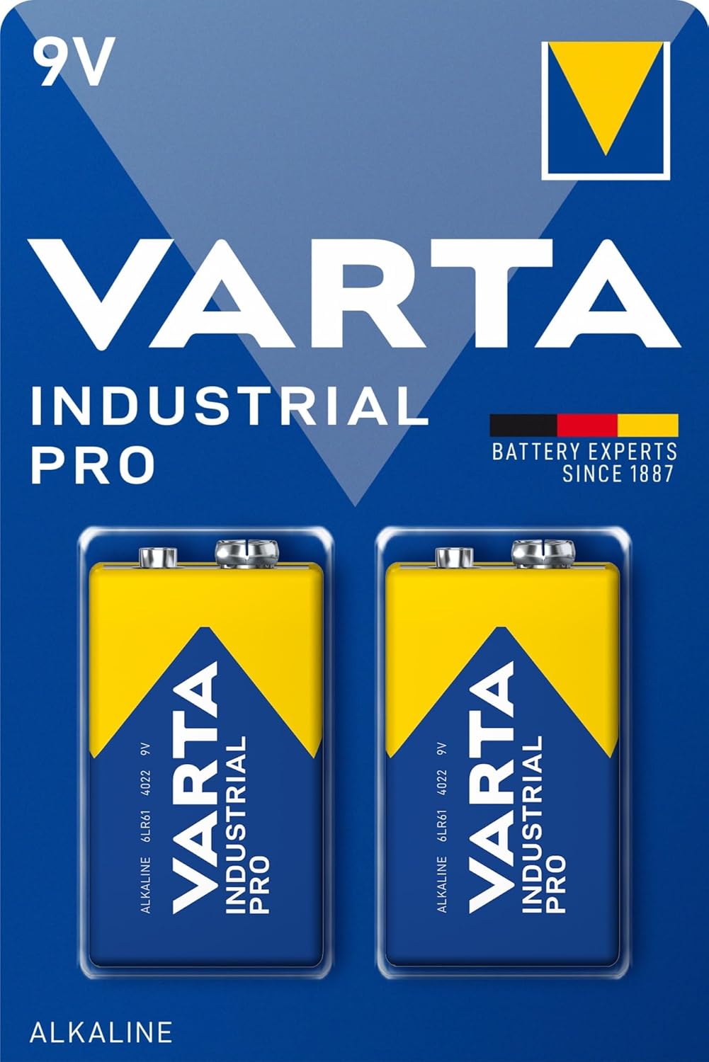 VARTA Batterien 9V Blockbatterie, 20 Stück, Industrial Pro, Alkaline Batterie, Vorratspack, für Rauc