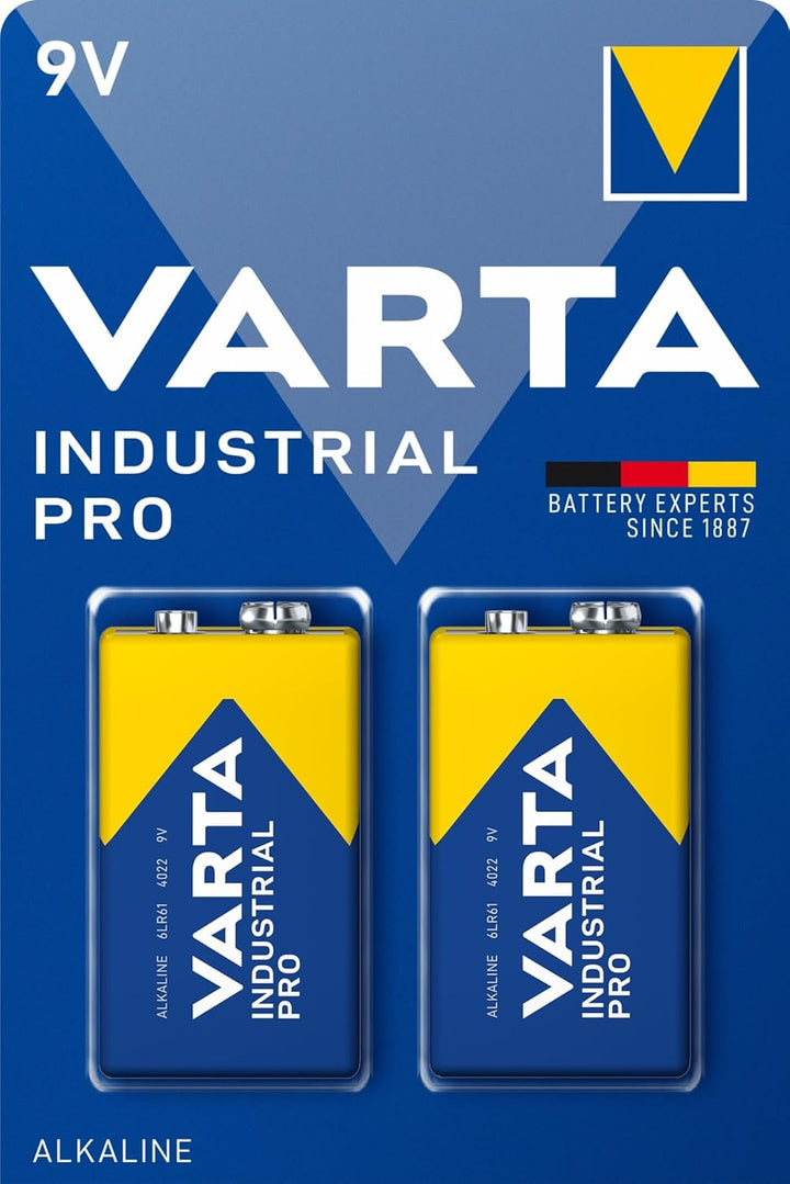 VARTA Batterien 9V Blockbatterie, 20 Stück, Industrial Pro, Alkaline Batterie, Vorratspack, für Rauc
