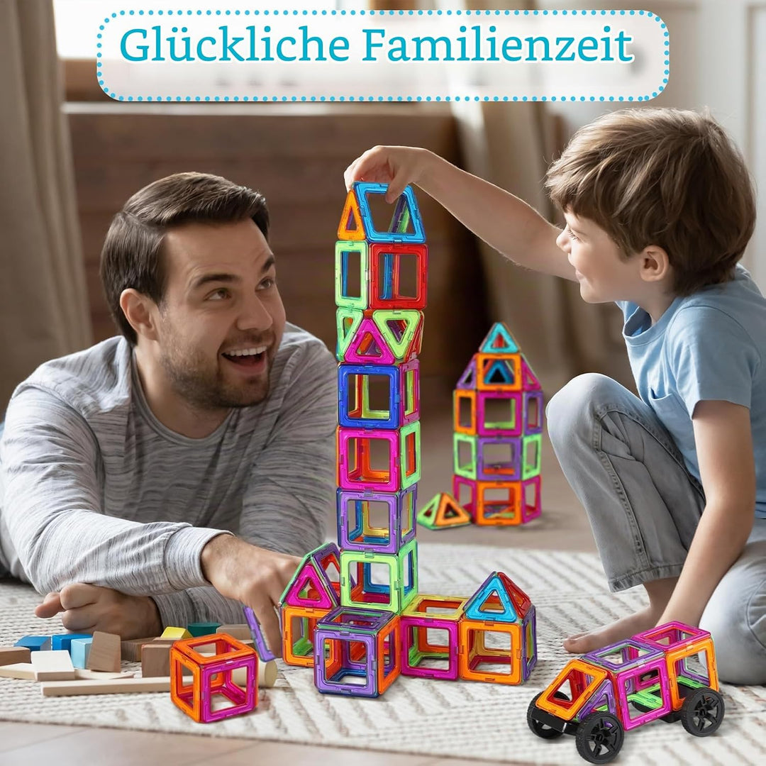 ECHOCUBE 42 Stück Magnetische Bauklötze Set, STEM Construction Spielzeug für Kinder 36+ Monate, Educ