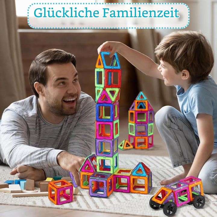 ECHOCUBE 42 Stück Magnetische Bauklötze Set, STEM Construction Spielzeug für Kinder 36+ Monate, Educ
