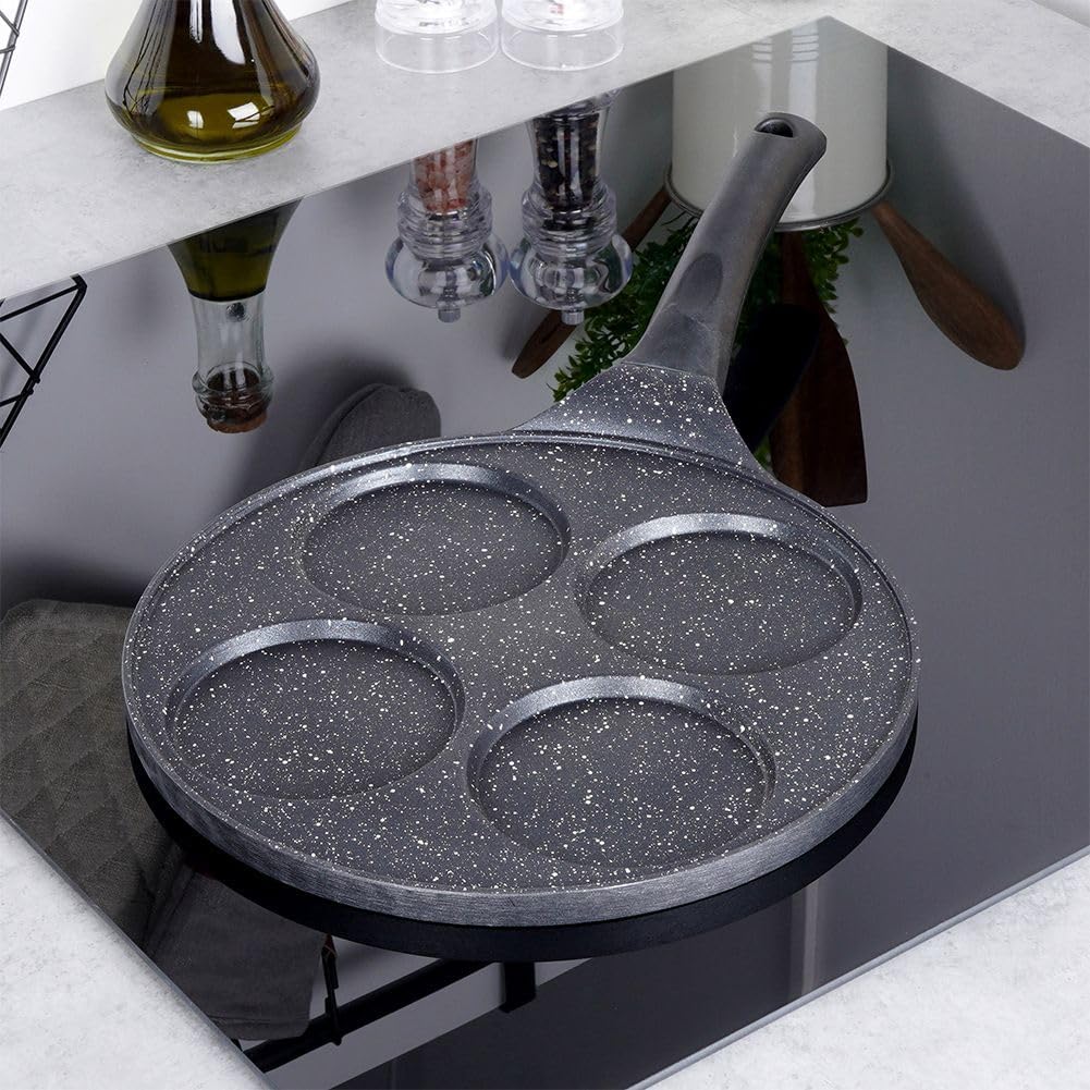 Orion Group Augenpfanne Ø 27 cm | Spiegelei-Pfanne für 4 Eier | Crepepfanne für Gas | fur Induktion,