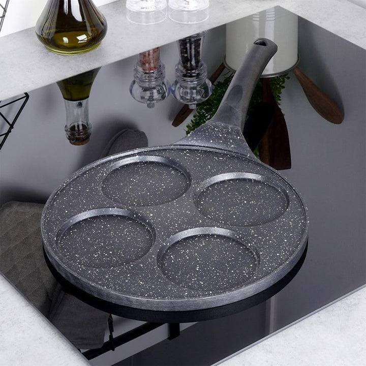 Orion Group Augenpfanne Ø 27 cm | Spiegelei-Pfanne für 4 Eier | Crepepfanne für Gas | fur Induktion,