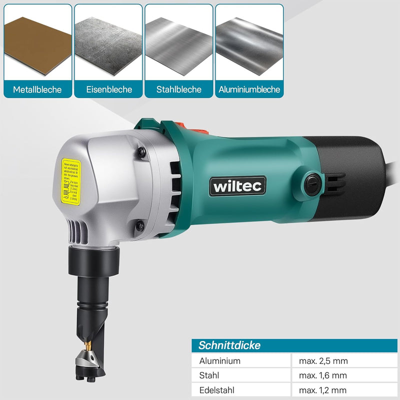 Blechknabber 500W mit Schnitttiefe bis 2,5mm & um 360° drehbarer Knabberkopf