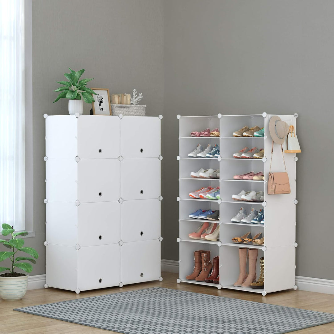 HOMIDEC Schuhregal, 7-stufiger Schuhschrank Kunststoff-Schuhregale Organizer für Schrank Flur Schlaf