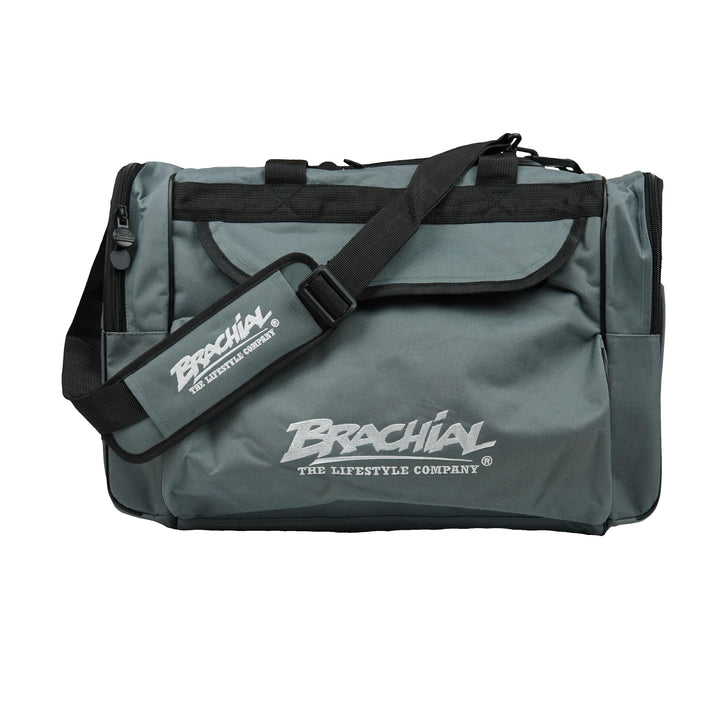 Brachial Premium Herren Sporttasche Heavy Grau Wasserabweisend mit Schuhfach und Trageriemen - Reise