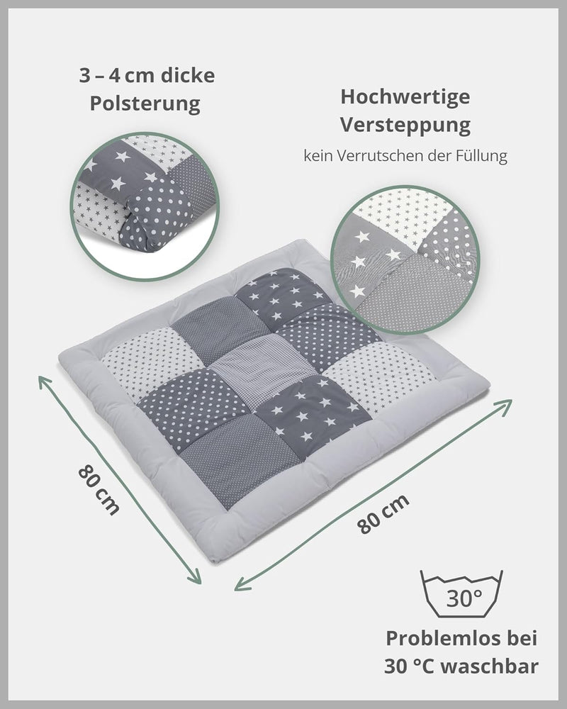 ULLENBOOM Krabbeldecke für Baby 80x80 cm, Outdoor-geeignet, 100% OEKO-TEX Materialien, Made in EU, W
