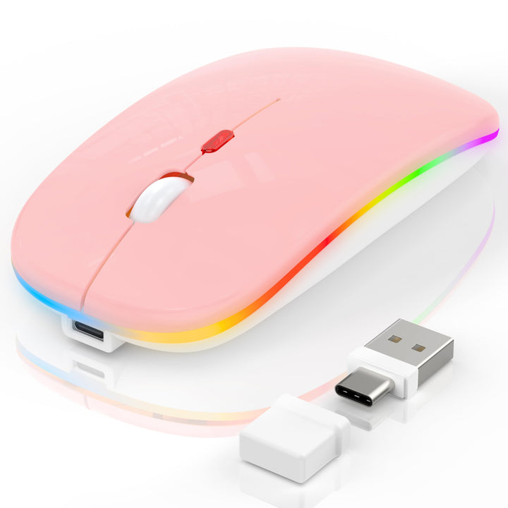 LED Bluetooth Maus Kabellose, Wiederaufladbare Maus für iPad MacBook PC Laptop Computer, Tragbare Sc