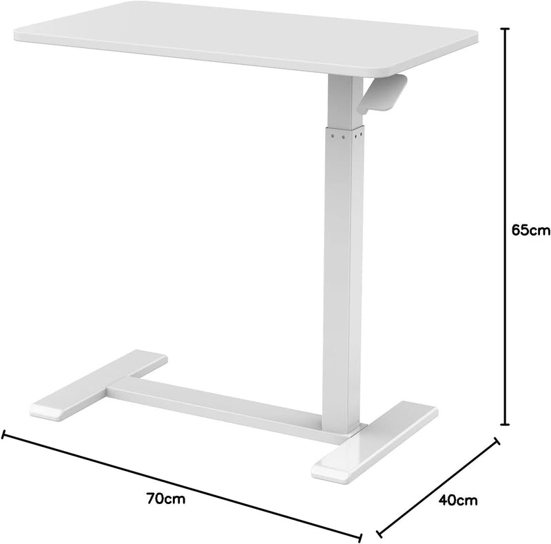 ESMART EACM-121WW 70 x 40 cm Weiss mit Cupholder - Mobiler stufenlos pneumatisch höhenverstellbarer