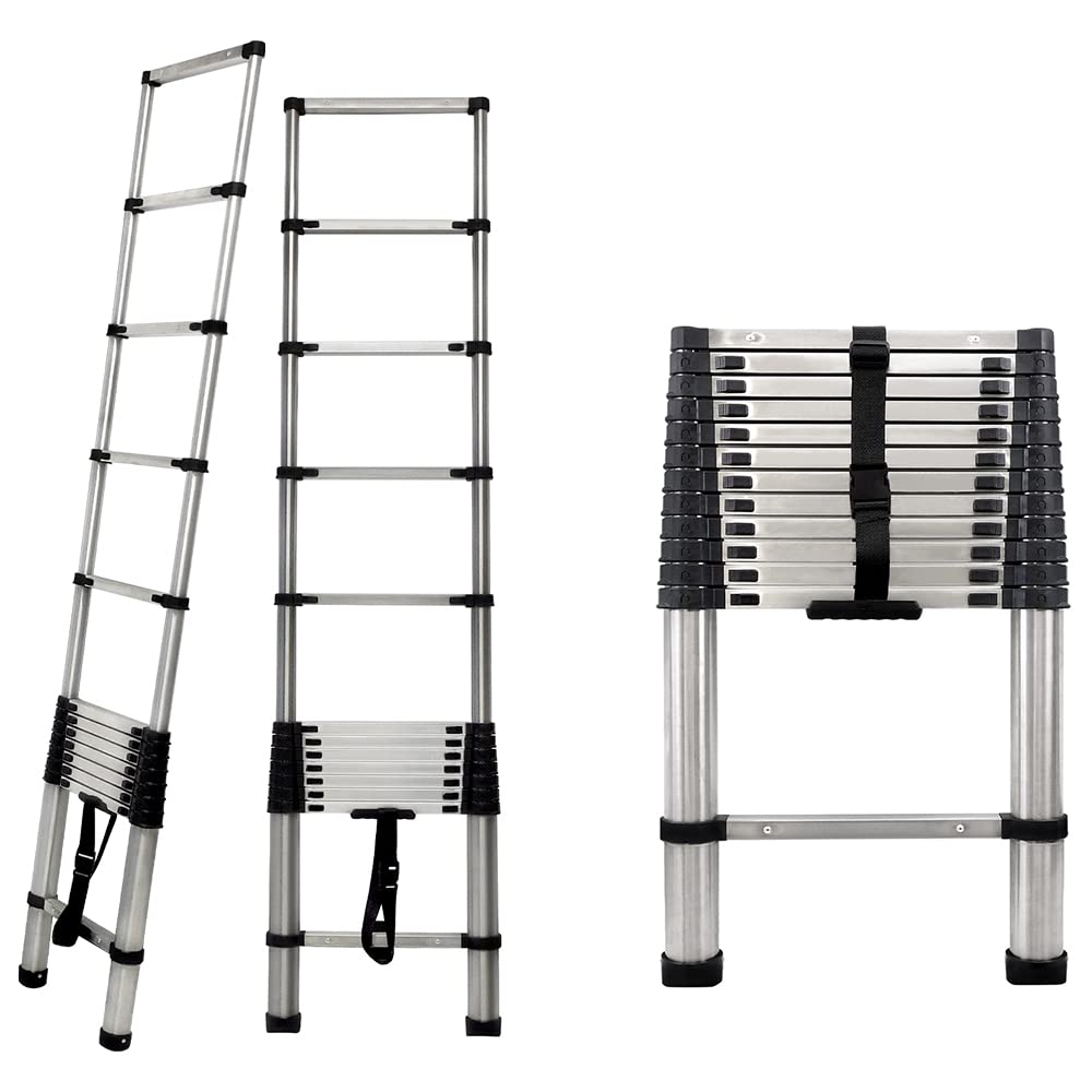 3,80M Klappleiter aus Edelstahl Mehrzweckleiter Belastbarkeit bis zu 150kg | Soft-Close-System | Sic