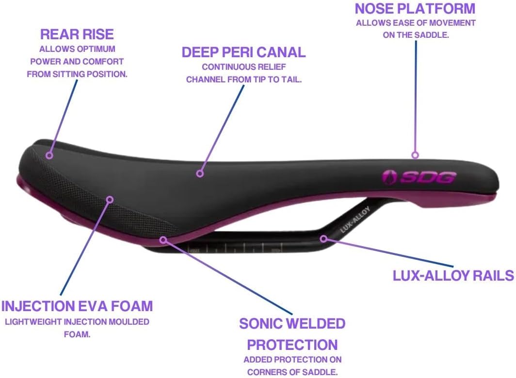 SDG Components Bel-Air V3 Lux-Alloy Mountain Bike Saddle Saddle, 260 x 140mm, Unisex, Road Gravel Bi