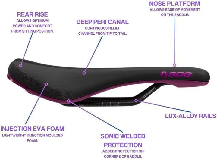 SDG Components Bel-Air V3 Lux-Alloy Mountain Bike Saddle Saddle, 260 x 140mm, Unisex, Road Gravel Bi