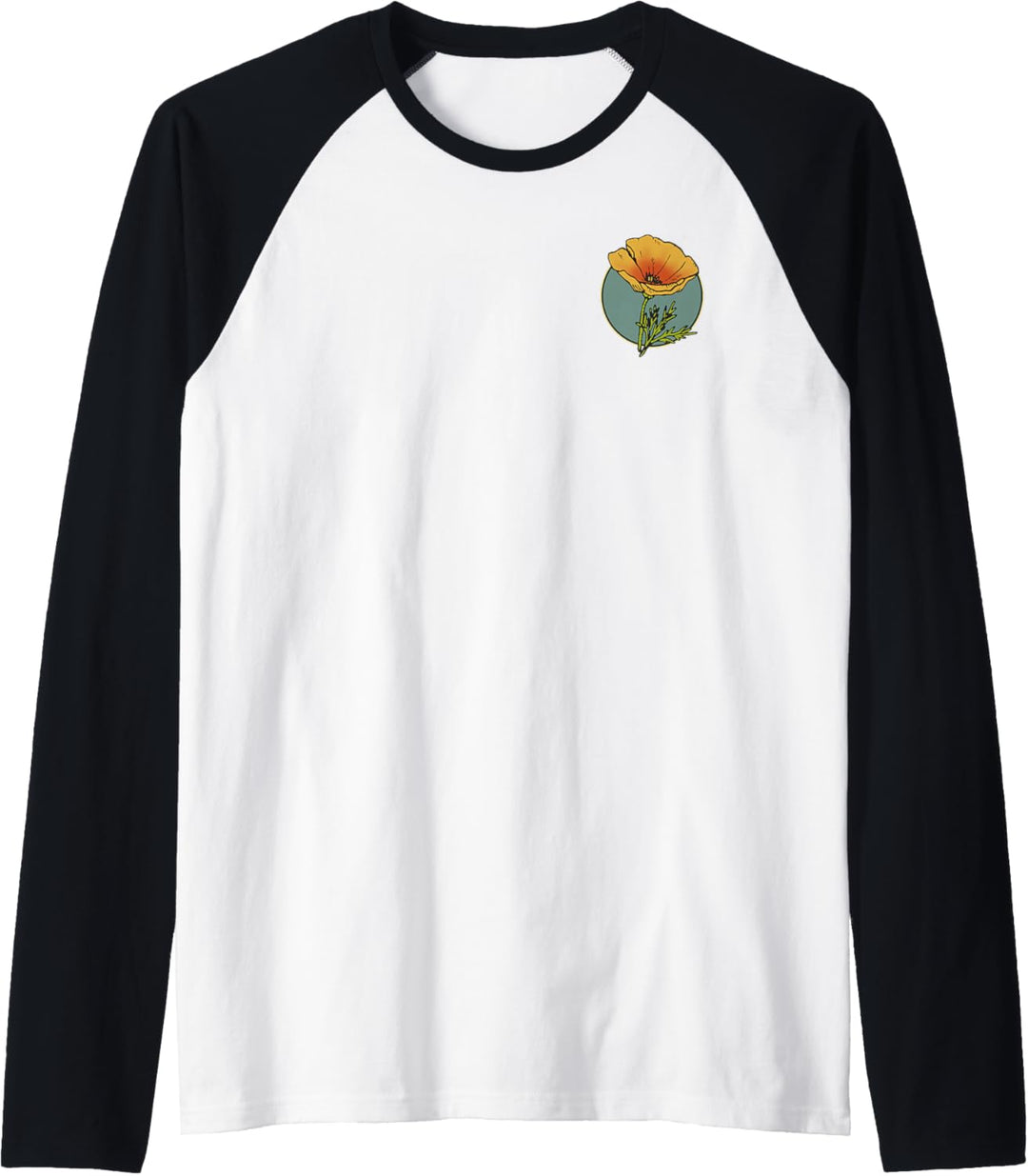 California Poppy Creative Outline and Picture Front & Back Raglan