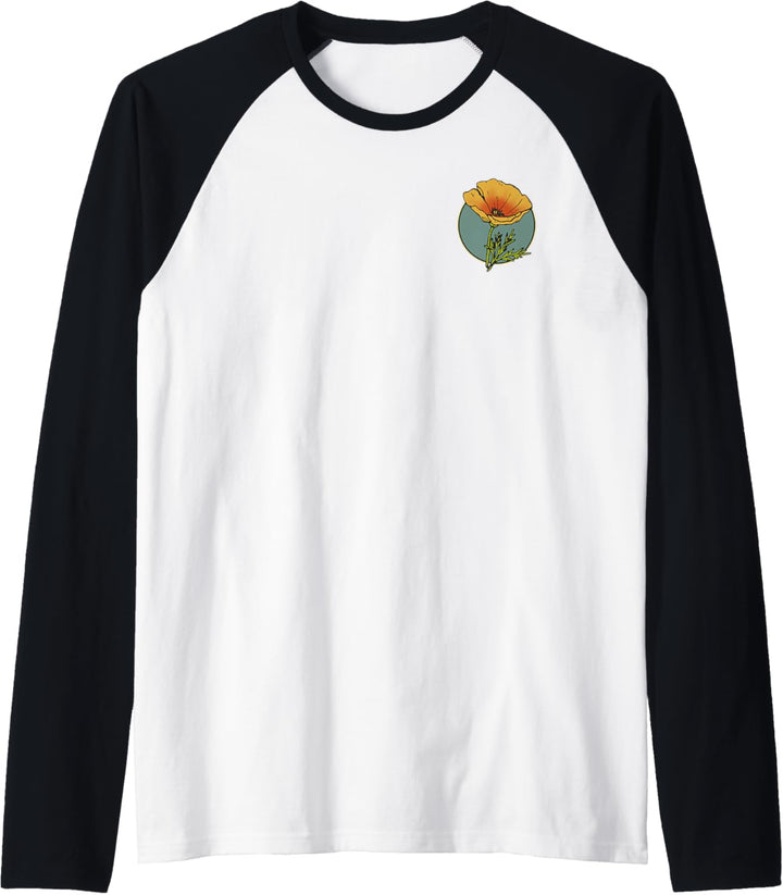 California Poppy Creative Outline and Picture Front & Back Raglan