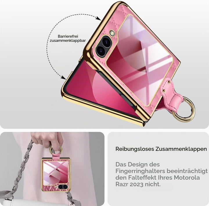 Miimall Lederhülle Kompatibel mit Samsung Galaxy Z Flip 6/Flip7 FE Hülle mit Kameraschutz+Ring Ständ