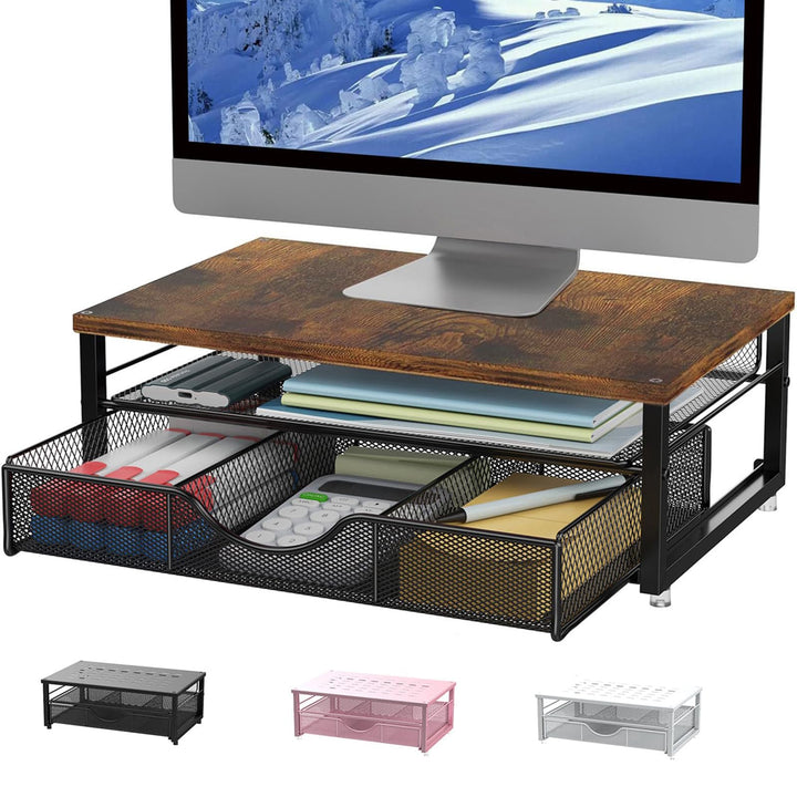 Computer-Monitorständer, Schreibtisch-Organizer mit Schublade, Schreibtischzubehör & Desktop-Aufbewa