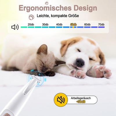 Lottsall Leise Hundeschermaschine, Pfotentrimmer für Hunde, Profi Tierhaarschneidemaschine mit Led-L