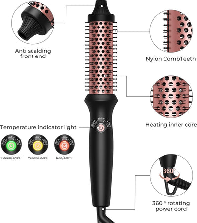 Thermal Brush 32mm, UKLISS Elektrische Haarbürste, 3 in 1 Stylingbürsten mit Lockenbürste Hot Comb H