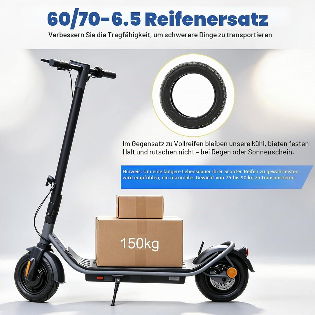 10 Zoll tubeless Reifen für Ninebot Max G30/G30D/G30E/G30LP - Offroad 60/70-6.5 Ersatzräder, selbstr