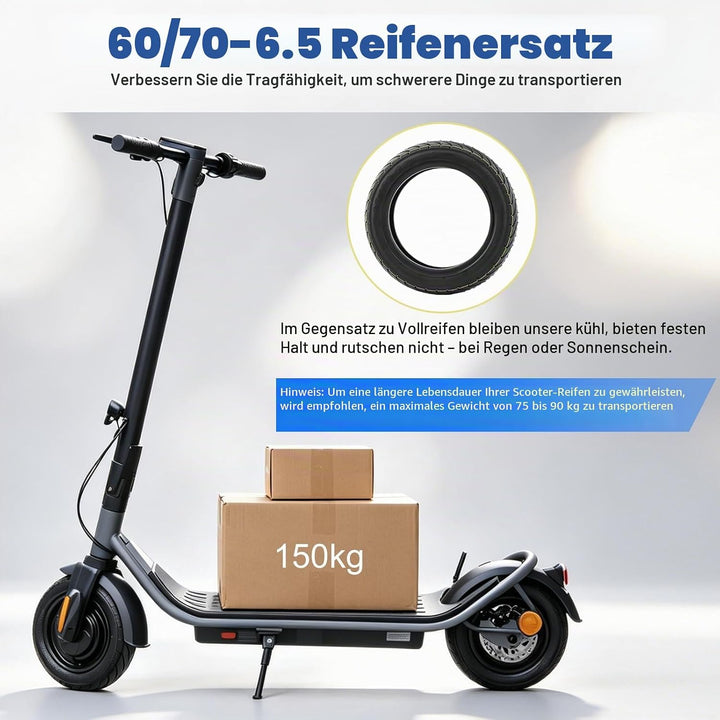 10 Zoll tubeless Reifen für Ninebot Max G30/G30D/G30E/G30LP - Offroad 60/70-6.5 Ersatzräder, selbstr