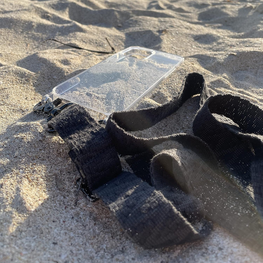 NOOMYA® Premium Fashion Handykette | Set Handyhülle iPhone 14 Plus & Handyband Phantom Grey | Handyg