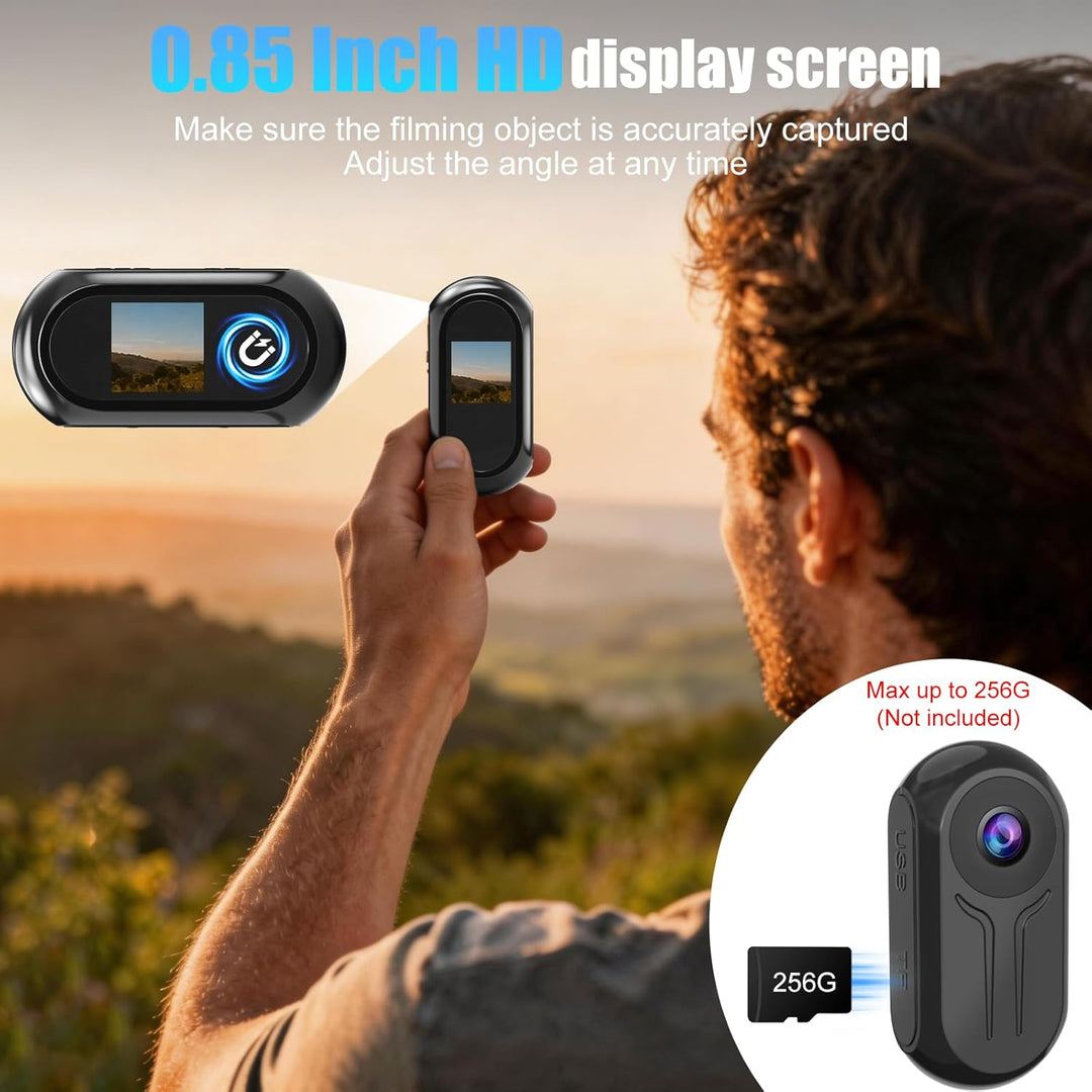 OBEST Mini Action Cam WiFi Action Kamera 2K Bodycam Körperkamera mit Bildschirm, Magnetisch Motorrad