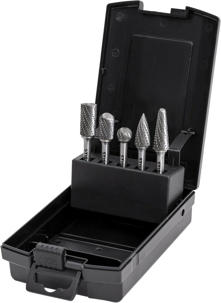 STIER Frässtifte-Set, 5-teilig, vielseitig einsetzbar für präzise Fräsarbeiten in Metall, Holz und K