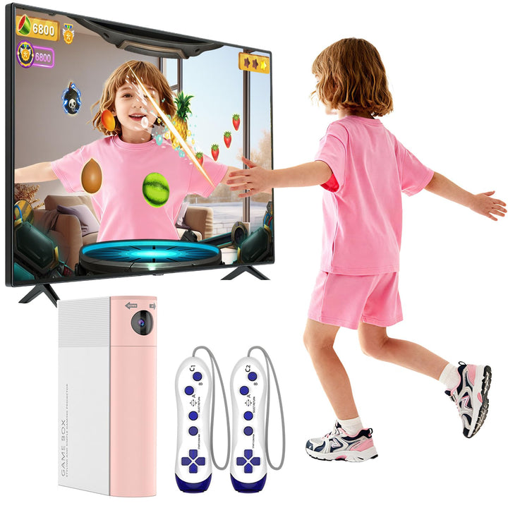 AR-Spielkonsole mit Bewegung für Kinder: Videospiel, Plug &amp; Play, Geschenk 3+, Rosa | Für aktive Spi