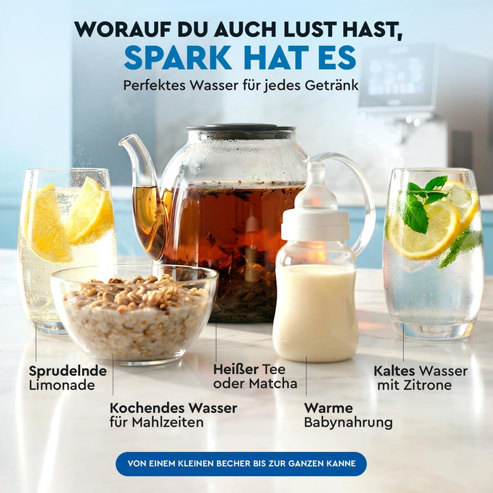 Ecosoft Wasserspender Spark – Auftisch Osmoseanlage mit 4-Stufiger-Filtrierung – UV-Reinigung, Touch