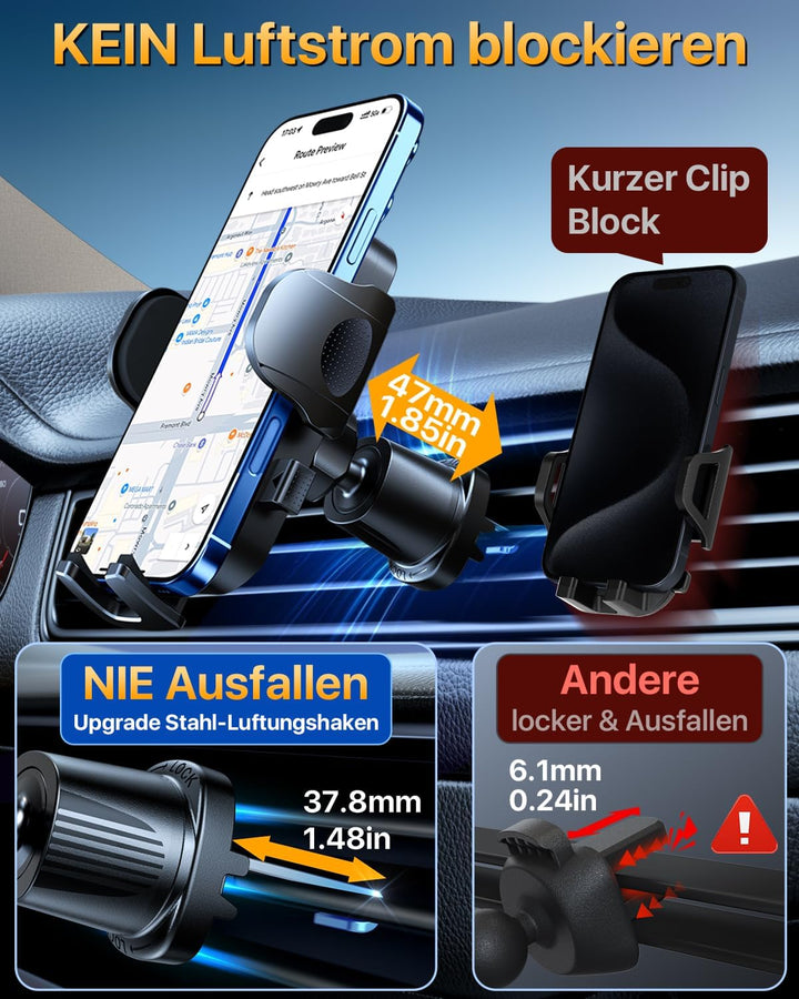 Handyhalterung Auto [2024 Best] Handy Halterung Auto [Stärkst Saugnapf & Clip] Universal Auto Handyh