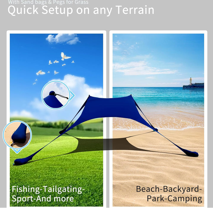 Strandzelt, Pop-Up, 2x2.1 m, LSF 50, Lycra, Sonnenschutz, für den Aussenbereich, Anti-Wind, Sonnensc